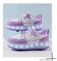 Patines de ruedas con luz LED para niños y niñas con 4 ruedas, zapatos unisex informales luminosos para exteriores, talla verdadera, parte superior de malla, - details 7