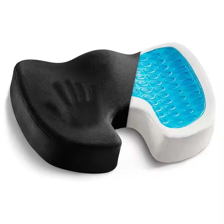 Cojín de Asiento en Forma de U de Espuma de Memoria Gel para Masaje de Coche y Oficina Alivio del Dolor en la Espalda y Cola - 1