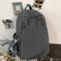 Mochila para ordenador a la moda, bolso escolar para estudiantes de Color sólido con cremallera, bolso de hombro de viaje informal de gran capacidad para estudiantes universitarios - details 6