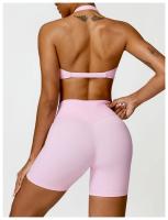 Pantalones cortos de Yoga sin costuras para mujer, mallas deportivas de LICRA de cintura alta, suaves, para gimnasio y entrenamiento - details 3
