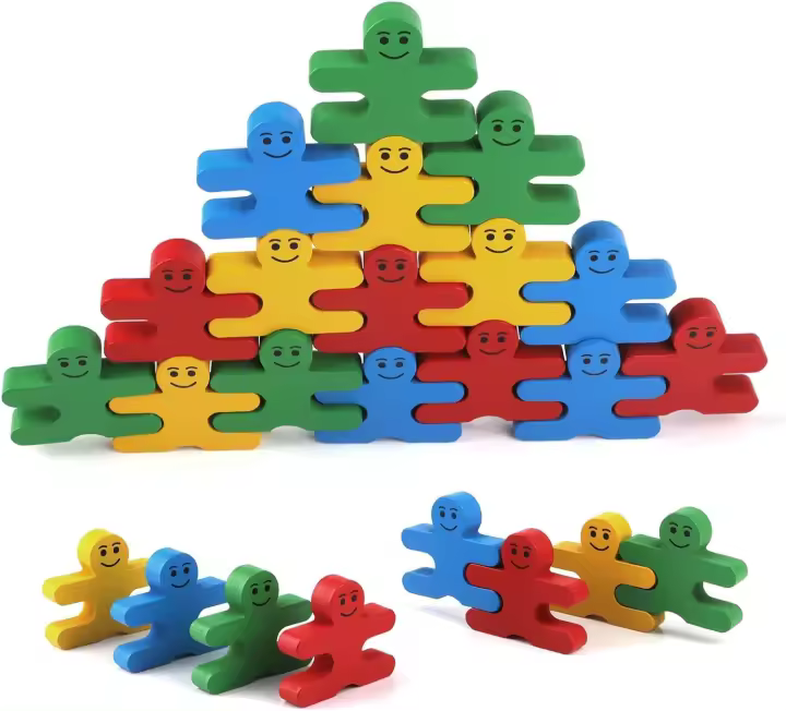 Juguetes de apilamiento de madera, 16 piezas, figuras de bloques de construcción, educativos, juguetes de construcción sensoriales, regalos para niños y niñas de 3 a 5 años - 1