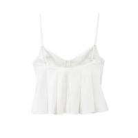 Moda sexy chica caliente casual pequeño plisado popelina halter top blanco - details 1