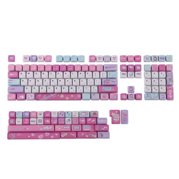 Kiiboom X Elyxirine Digital Dreams: Juego rosa Y2k de 144 teclas, teclas de perfil MOA para teclado 60%/65%/75%/Tkl/de tamaño completo - 1