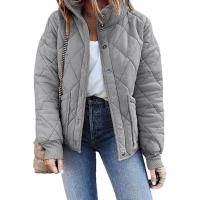 Chaqueta acolchada de manga larga para mujer, abrigo informal de primavera y otoño, Cuello de pie, con bolsillos - details 6