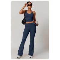 Top deportivo tipo halter sin mangas, ajustado, top corto de yoga para mujer, top de yoga sin espalda con sujetador incorporado y ajuste ceñido. - details 0