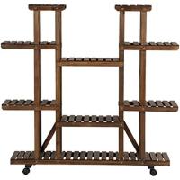 Estantería interior de madera para plantas con ruedas, estante decorativo desmontable para macetas, 124x33x120cm - details 8