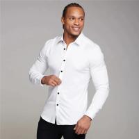 Camisas ajustadas para hombres de negocios juveniles, ropa Formal profesional sin hierro, Color sólido, guapo - details 8