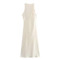 TRAF 2024 vestido Midi de satén fruncido para mujer, vestido largo sin mangas de verano para mujer, vestidos de fiesta elegantes plisados - details 3