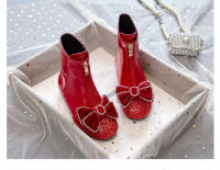 Nuevas botas de cuero de terciopelo para bebé, botas cortas de cristal de princesa - details 9