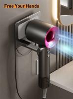 Soporte de aluminio para el cabello, autoadhesivo montado en la pared, perforado, estante para secador de pelo Dyson, organizador de iluminación de baño no perforado - details 6