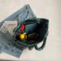 Bolso de mano de algodón acolchado para mujer, bolso de hombro de gran capacidad, de moda, de diseñador, - details 28