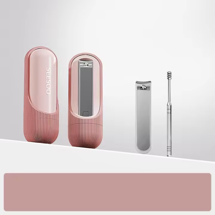 Mini cortaúñas de dos piezas, cortaúñas, juego de selección de orejas, cortaúñas de acero de alta calidad, herramienta de pedicura portátil - 1