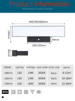 Luces LED con Sensor de movimiento para exteriores, candelabros modernos de pared Exterior, lámpara negra para casa, garaje y balcón - details 8
