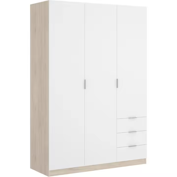 Puertas y 3 cajones, Gran Capacidad, Natural/Blanco, - 1