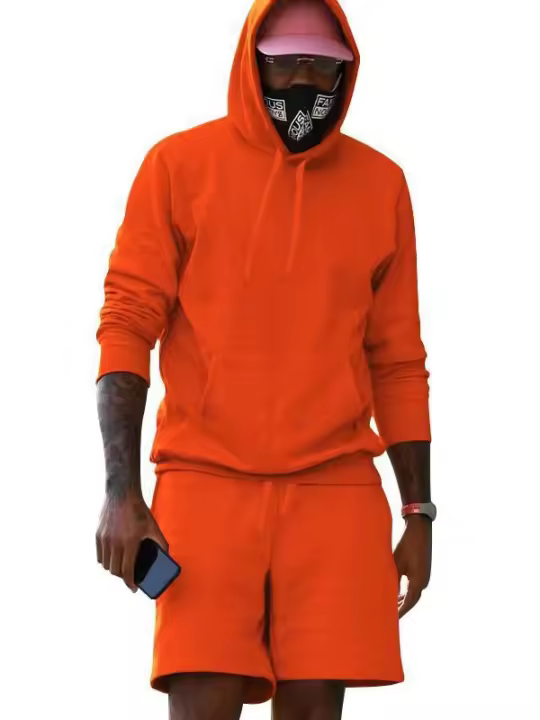 Conjunto de pantalones cortos deportivos de color liso para hombre, informal y a la moda. - 1