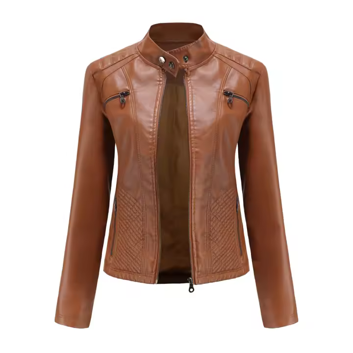 Chaqueta de cuero de imitación para mujer, abrigo de motociclista de moda, ropa de primavera y otoño - 1
