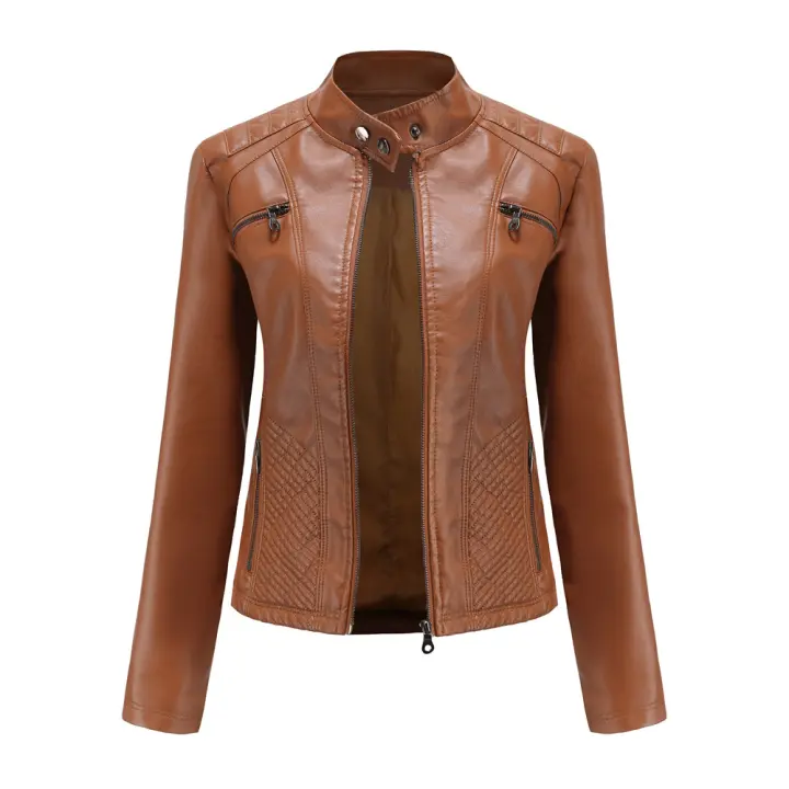 Chaqueta de cuero de imitación para mujer, abrigo de motociclista de moda, ropa de primavera y otoño - 1