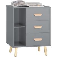 Auxiliares Mesita de Noche con 3 Cajones Mesa para Salón Comedor con 2 Estantes 48 x 40 x 60 cm Gris ES - details 18
