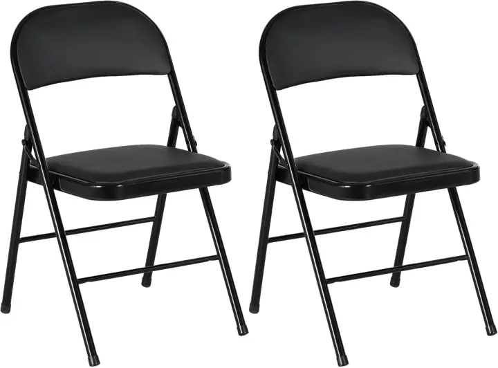 Juego de 2 Sillas Plegables Sillas Abatibles con Respaldo y Estructura de Acero para Salón Oficina Estudio 45x46x78 cm Blanco - 1