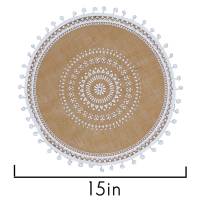 Round Placemats Set of 4,Boho Woven Jute Table Mats with Pompom Tassel for Dining Room Kitchen Table Decor(White Ball) - details 1