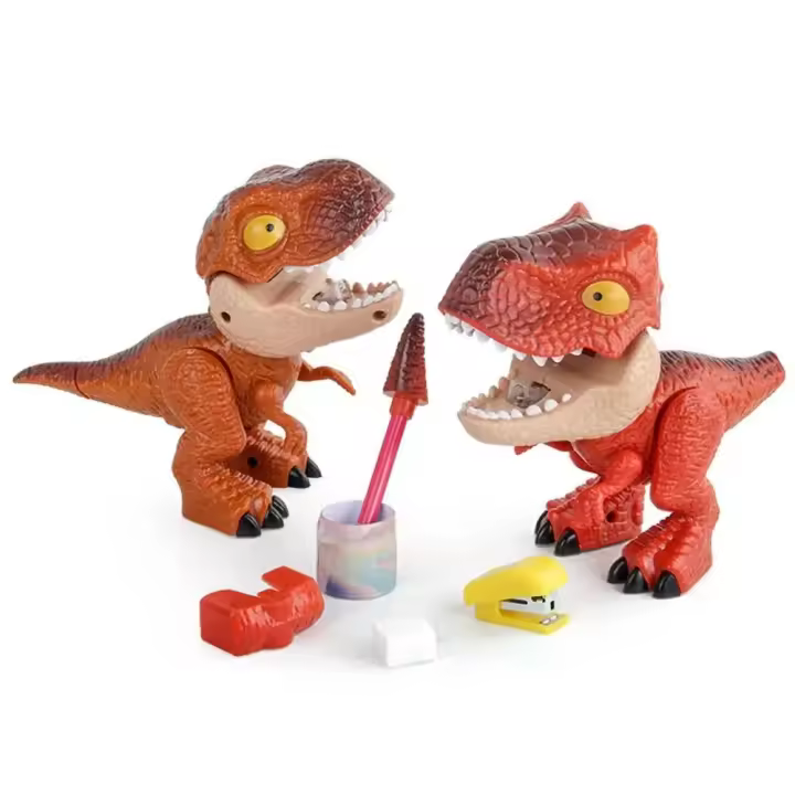 Juego de papelería de dinosaurio 5 en 1, juguetes educativos, sacapuntas, modelo Animal, juego de papelería, grapadora Raptor - 1