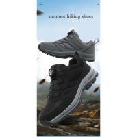 Zapatos De Deporte Para Hombre Con Hebilla Giratoria Cómodos Y Antideslizantes Talla Grande Color Sólido Cuero Artificial Mocasines De Senderismo Estilizados - details 1