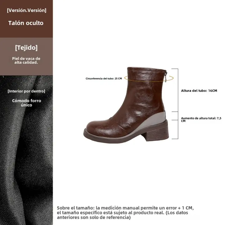 Cuadrado Versátil Vintage Bough Heel Británico Commuter Chelsea Botas - 1