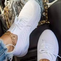 Zapatillas deportivas transpirables para mujer, zapatos informales con cordones, color blanco, para caminar al aire libre y correr, novedad de otoño, 2023 - details 5