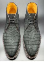 Botas de hombre con parte inferior de costura noruega hechas a mano Martin Goodyear formales de piel de cocodrilo de tobillo Nubcuk de lujo - details 16