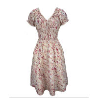 Nuevo vestido francés con mangas de burbujas florales para mujer - details 3