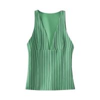 Blusa Sin Mangas a Rayas para Mujer OUWU Top Ajustado con Crema Lateral Ropa de Calle Elegante - details 2