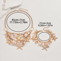 Conjunto de pulsera de collar de mujer Ocean Wind, collar de diseño de perlas de concha de estrella de mar personalizado, joyería - details 3