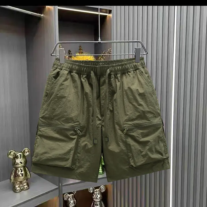 Pantalones cortos de verano Ice Hombres de nylon con cremallera Bolsillos Ropa de trabajo casual Deportes Cinco Pantalones Multi Bolsillos - 1