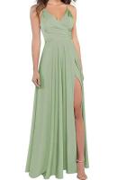Vestidos de dama de honor A-e de color verde menta para boda, vestido de fiesta con tirantes finos de satén formal, vestidos de noche con abertura lateral larga - details 0