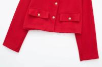 Chaqueta Corta Elegante para Mujer 2024 Cuello Redondo Manga Larga Abrigo con Bolsillo de Volteo Casual de Moda para Mujeres - details 20
