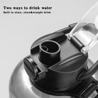 Botella de agua con pajita de 1700ml/2500ml, recipiente deportivo grande a la moda para entrenamiento físico - details 0