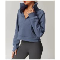 Sudadera de lana para mujer, jersey de cuello alto con media cremallera y bolsillo canguro, ropa deportiva informal suave para invierno - details 3