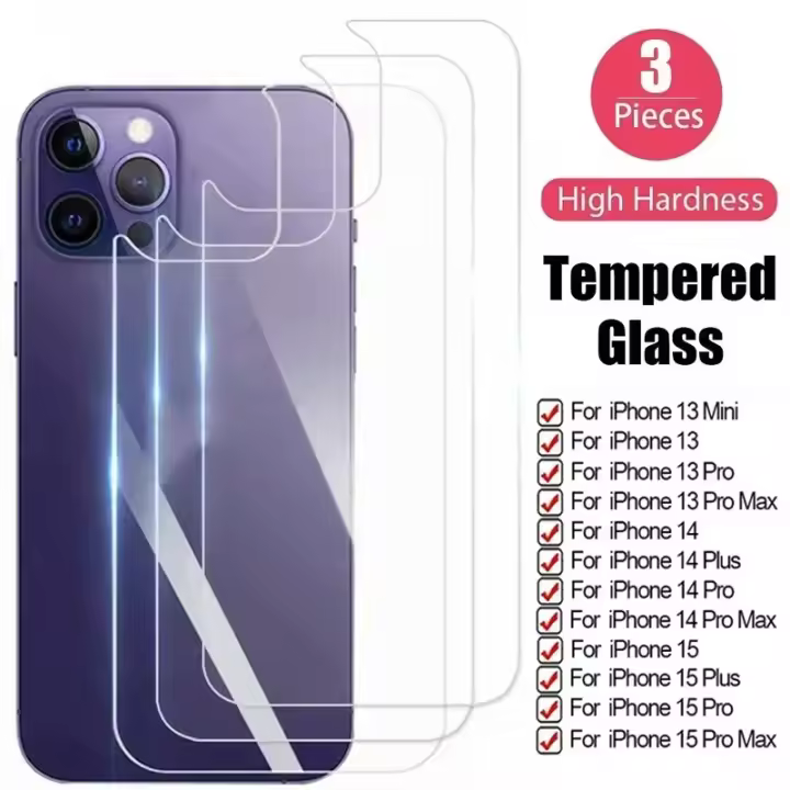 Protector de Pantalla de Vidrio Templado para iPhone 13 Mini, 14, 15, 16 Pro Max 1/3PCS Trasero - 1