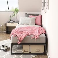 Cama 135x190 cm - Altura 36 cm con almacenamiento debajo de la cama - Estructura de cama de plataforma de metal - Blanco - details 26