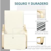 Silla Ajustable Reposapiés Diseño de Madera y Tela Carga de 120kg Ideal para Dormitorio, Oficina, Estudio Tamaño 66,5x94x100 cm Crema - details 6