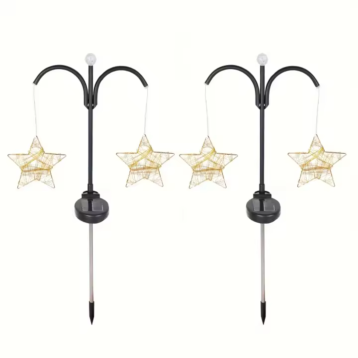 2pcs Luz Solar en Forma de Estrella Luz de Jardín al Aire Libre Luz de Burbujas RGB para Patio, Césped, Decoración - 1