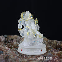Etiquetado premium de adorno de resina de Dios elefante de vidrio de agua blanco transparente - details 6