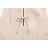 BUNO-Vestidos de fiesta de noche elegantes de primavera para mujer, dobladillo ancho ondulado, lazo decorado, liso, sin mangas, cuello redondo, vestidos de moda - details 26