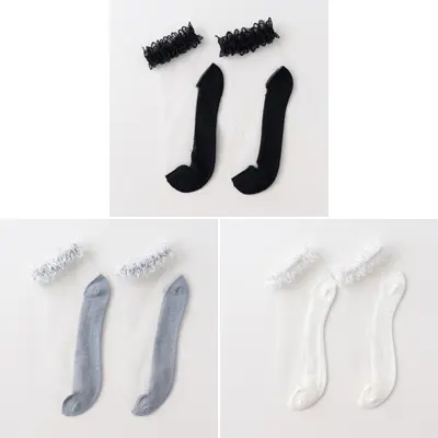 Calcetines tobilleros finos de algodón para mujer, calcetín transparente, corte Bo, suave, invisible, 3 pares 36d - 1