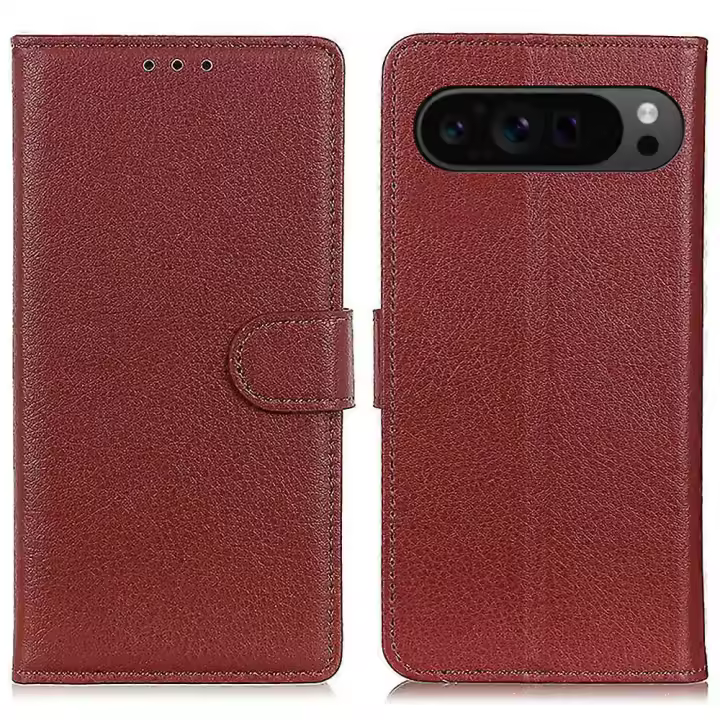 Funda tipo folio con textura de lichi de cuero PU para Google Pixel 9 Pro - 1