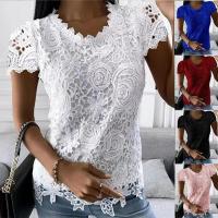 Blusa de Encaje Vintage Y2k Camiseta Sexy de Manga Corta con Cuello Redondo para Mujer - details 0