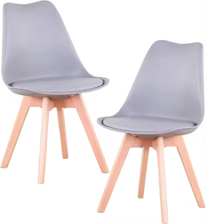 Sillas de Comedor de Diseño Nórdico Paquete de 4 con Patas de Madera Maciza de Haya - 1