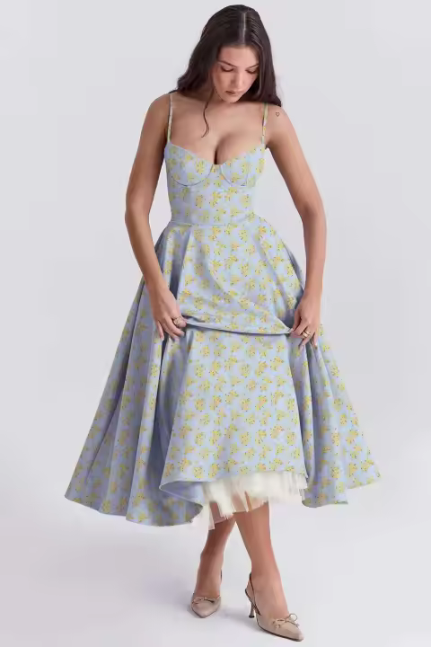 Ohsisa 2025 verano de gama alta princesa malla francesa gran Swing doble capa Sling vestido Casual de mujer - 1