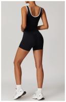 Conjunto deportivo cruzado de cintura alta para mujer, traje corto sin espalda, ajustado, desnudo, para Yoga, correr, Fitness - details 17