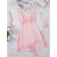 Conjunto de camisón y braguita de diseño encantador con tirantes finos y cuello en V, ropa sexy para mujer - details 26